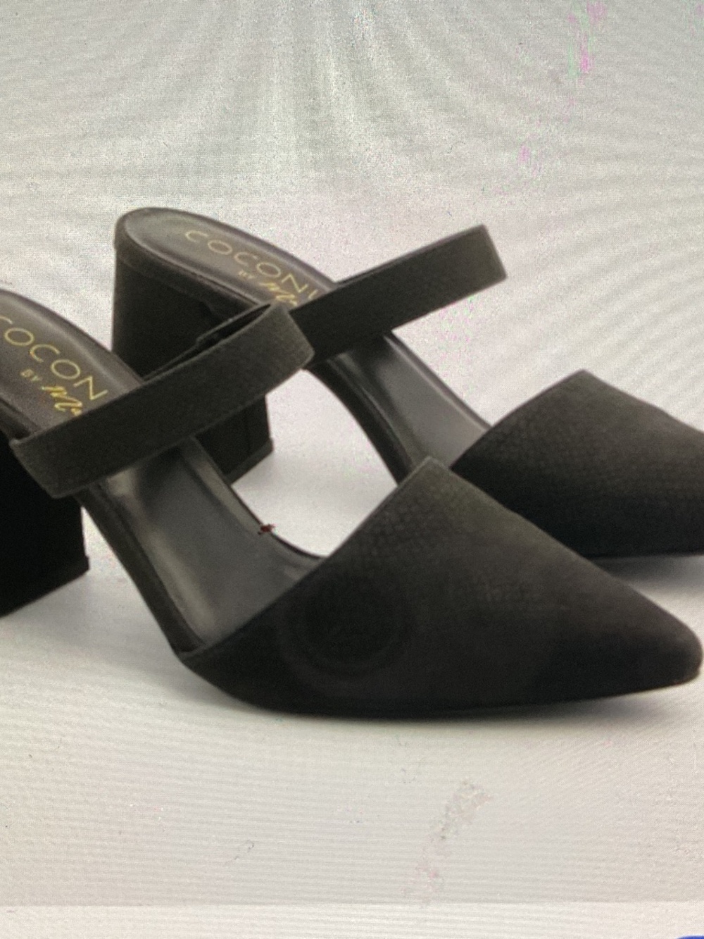 Coconuts by Matisse Black Riley Block Heel Mule Strap Pointed Heels.SZ 9